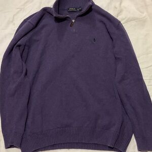Polo by Ralph Lauren Men's Purple quarter zip knitted sweater size XL tall